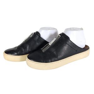 Frye women's Lena Zip US 7,5M Black Leather Slip On Flat Mules Sneakers Shoes